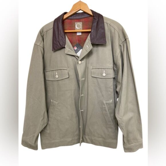 Marlboro Vintage 90s Chore Jacket Rancher Blanket Flannel Lined Leather NWT XL